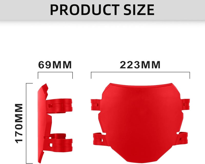 BAOUFF Front Number Plate for Ebike,8.78″*6.69″ Plate Replacement for Ridstar Q20/Tutti Soleil 01/Surron Light Bee/Talaria Sting MX3 MX4 MX5/E Ride Pro/Super 73/X160/X260-Red - Image 2